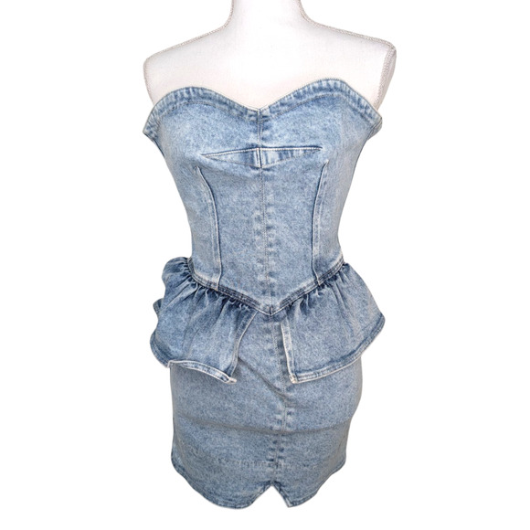 Isabel Marant Dolizi Strapless Denim Mini Dress Size 36 - Picture 8 of 9